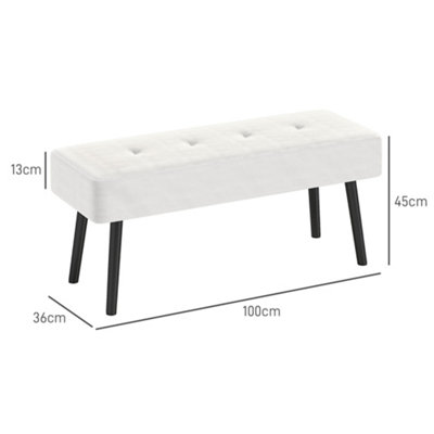 HOMCOM End of Bed Bench with Thick Padding for Entryway, Cream White