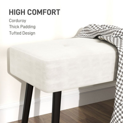 HOMCOM End of Bed Bench with Thick Padding for Entryway, Cream White