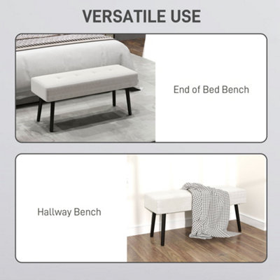 HOMCOM End of Bed Bench with Thick Padding for Entryway, Cream White