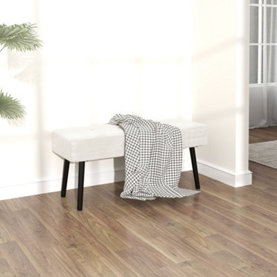 HOMCOM End of Bed Bench with Thick Padding for Entryway, Cream White