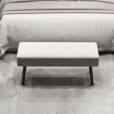 HOMCOM End of Bed Bench with Thick Padding for Entryway, Cream White