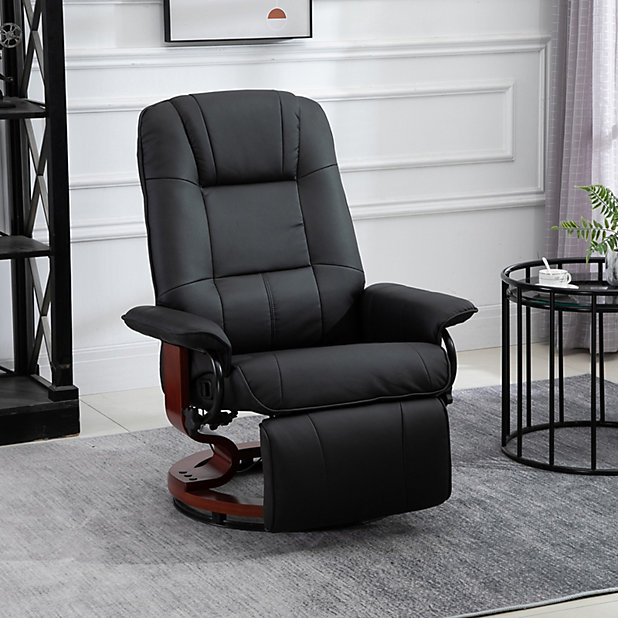 Homcom Ergonomic Office Recliner Sofa Chair Pu Leather Armchair Lounger Black Diy At B Q