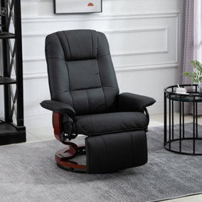 HOMCOM Ergonomic Office Recliner Sofa Chair PU Leather Armchair Lounger Black