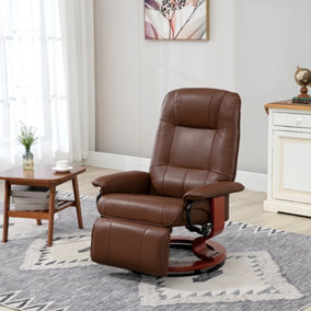 HOMCOM Ergonomic Office Recliner Sofa Chair PU Leather Armchair Lounger Brown