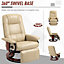 HOMCOM Ergonomic Office Recliner Sofa Chair PU Leather Armchair Lounger Cream