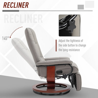 HOMCOM Ergonomic Office Recliner Sofa Chair PU Leather Armchair  