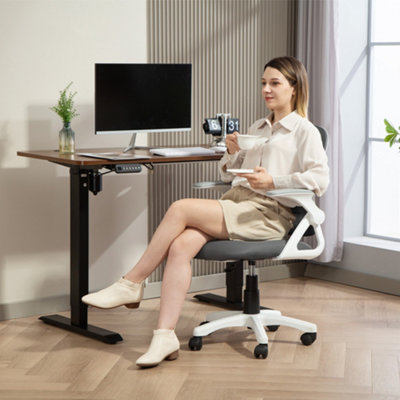 HOMCOM Ergonomic Swivel Computer Chair with Flip-up Armrests, Grey