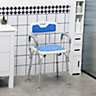 HOMCOM EVA Padded Shower Chair for the Elderly and Disabled, Height Adjustable Shower Stool, 4 Suction Foot Pads, Blue