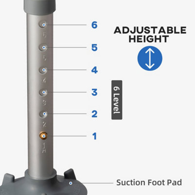 HOMCOM EVA Padded Shower Stool with Arms and Back, 4 Suction Foot Pads Blue