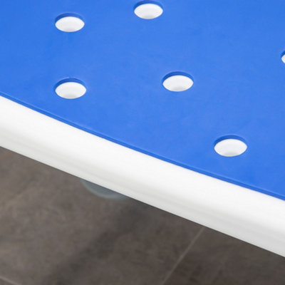 HOMCOM EVA Padded Shower Stool with Arms and Back, 4 Suction Foot Pads Blue