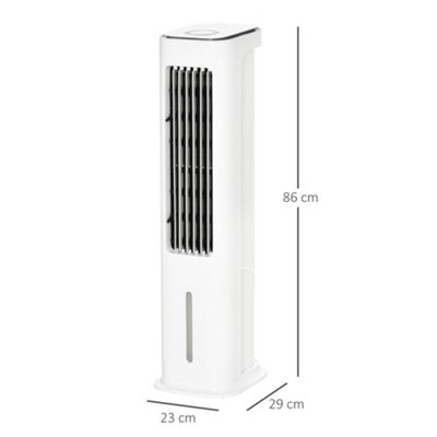 HOMCOM Evaporative Air Cooler, 5L Water Tank Oscillating Ice Cooling Fan with 3 Modes, 3 Speeds, Timer, and Oscillation, White