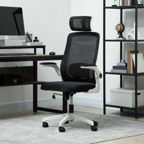 HOMCOM Executive Mesh Office Chair with Headrest, Lumbar Support, Black