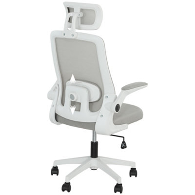 HOMCOM Executive Mesh Office Chair with Headrest, Lumbar Support, Grey