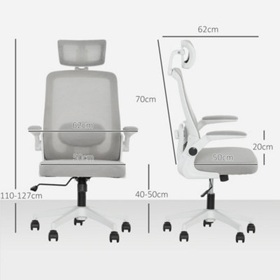 HOMCOM Executive Mesh Office Chair with Headrest, Lumbar Support, Grey