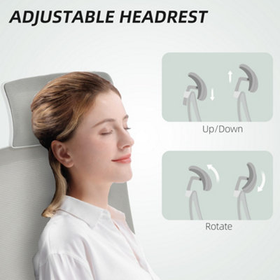 HOMCOM Executive Mesh Office Chair with Headrest, Lumbar Support, Grey