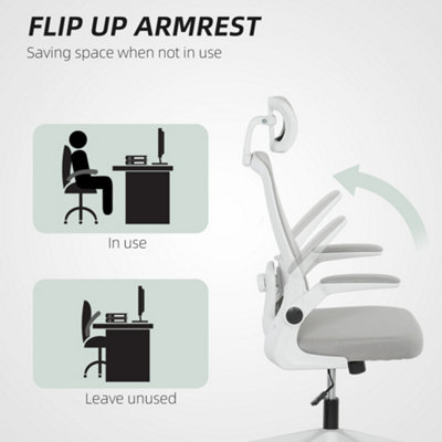 HOMCOM Executive Mesh Office Chair with Headrest, Lumbar Support, Grey