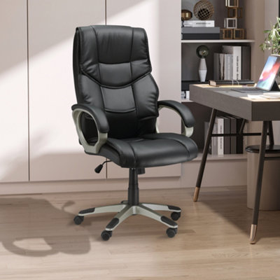 Black leather executive chair top