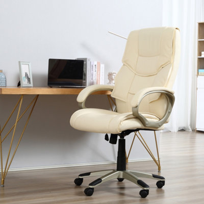HOMCOM Executive Office Chair Faux Leather Computer Desk Chair w/ Wheel ...