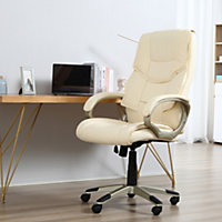 HOMCOM Executive Office Chair Faux Leather Computer Desk Chair w/ Wheel White