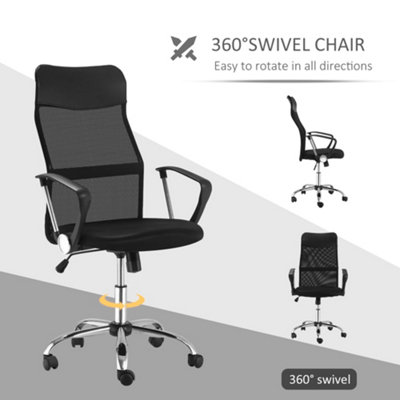HOMCOM High Back Executive Office Chair with Adjustable Height Arms Black