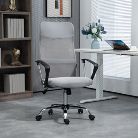HOMCOM Executive Office Chair High Back Mesh Back Seat Desk Chairs, Light Grey