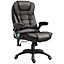 HOMCOM Executive Office Chair Massage and Heat, High Back PU Leather Massage Office Chair Tilt and Reclining Function, Brown