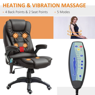 Vinsetto 6 Point Vibrating Massage Office Chair High Back Executive Heated Chair with 5 Modes Reclining Backrest Padded Armrest Coffee