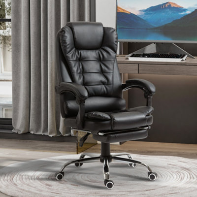 Swivel Executive Office Chair Mid Back PU Leather Chair w/ Arm, Black HOMCOM main image 1