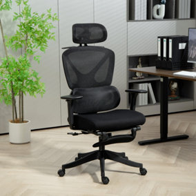 HOMCOM Executive Office Chair, Recliner Computer Chair with Footrest, Black