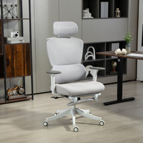 HOMCOM Executive Office Chair, Recliner Computer Chair with Footrest, Grey