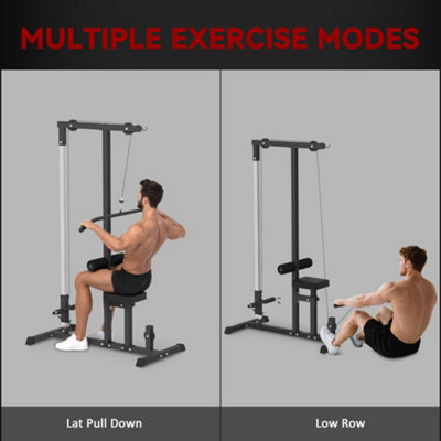 HOMCOM Exercise Pulldown Machine Power Tower with Adjustable Seat Cables