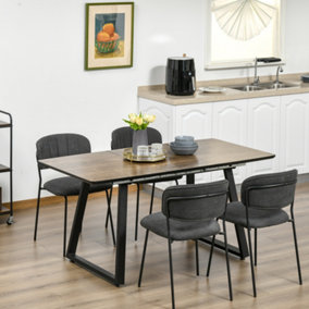 HOMCOM Extendable Dining Table Rectangular Wood Effect Tabletop with Steel Frame