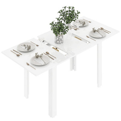 HOMCOM Extendable Dining Table, Seats 4-6 People, High Gloss White