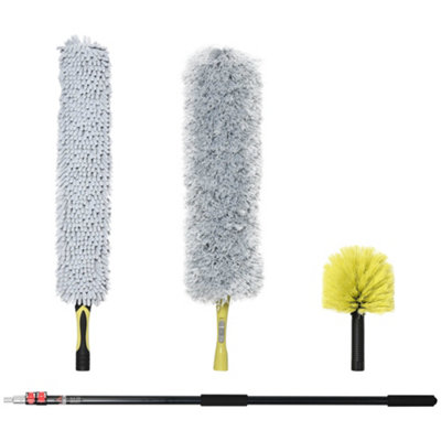 HOMCOM Extendable Feather Duster Cleaning Kit W/ Telescopic Pole 3.5m/11.5ft