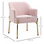 HOMCOM Fabric Armchair, Modern Accent Chair with Metal Legs for Living Room, Bedroom, Home Office, Pink