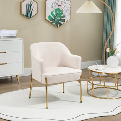 Modern Accent Chair With Golden Metal Legs, High Back Upholstered