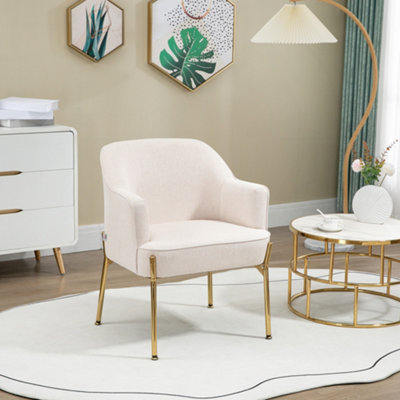 White upholstered chair on sale with arms