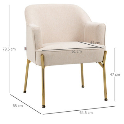 HOMCOM Accent Chair Velvet-Touch Vanity Chair Makeup Chair with Golden  Metal Legs for Living Room & Dining Room, Pink