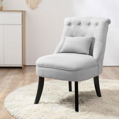 HOMCOM Fabric Single Sofa Armchair Upholstered with Pillow Wood Leg Grey