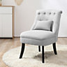 HOMCOM Fabric Single Sofa Dining Chair Upholstered W/ Pillow Solid Wood Leg Home Living Room Furniture Grey