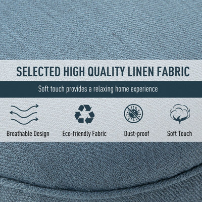HOMCOM Fabric Single Sofa Upholstered with Pillow Wood Leg Blue