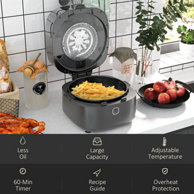 HOMCOM Family Size Air Fryer w/ Rapid Air Circulation and Recipes, 6.5L, 1350W