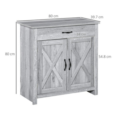 thumbnail image 2 of HOMCOM Farmhouse Barn Door Sideboard Buffet Cabinet With Adjustable Shelves – White Gloss 2 of 4