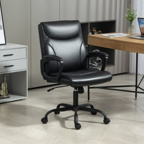HOMCOM Faux Leather Desk Chair with Tilt Function for Home Office, Black
