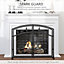 HOMCOM Fire Guard with Double Doors, Metal Mesh Fireplace Screen for Living Room
