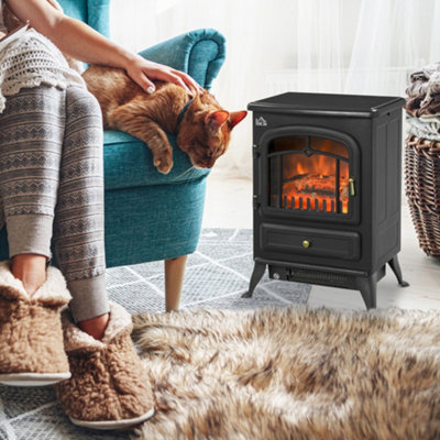 HOMCOM Fireplace Stove Heater Log Burning Flame Electric 950/1850W Living  Room | DIY at Bu0026Q