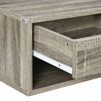 HOMCOM Floating Bedside Table Set of 2 Wall Mounted Nightstand Brown