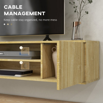 Natural wood deals floating tv stand