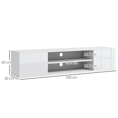 HOMCOM Floating TV Unit for 60" TVs W/ Shelves and Cabinets, White