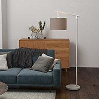 HOMCOM Floor Lamp with 350 Degree View Rotating Lampshade, LED Bulb Included, Grey